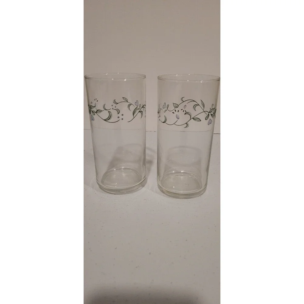 Corelle Country Cottage 16‑oz Glasses – Hearts & Vines – Set of 2 Tumblers
